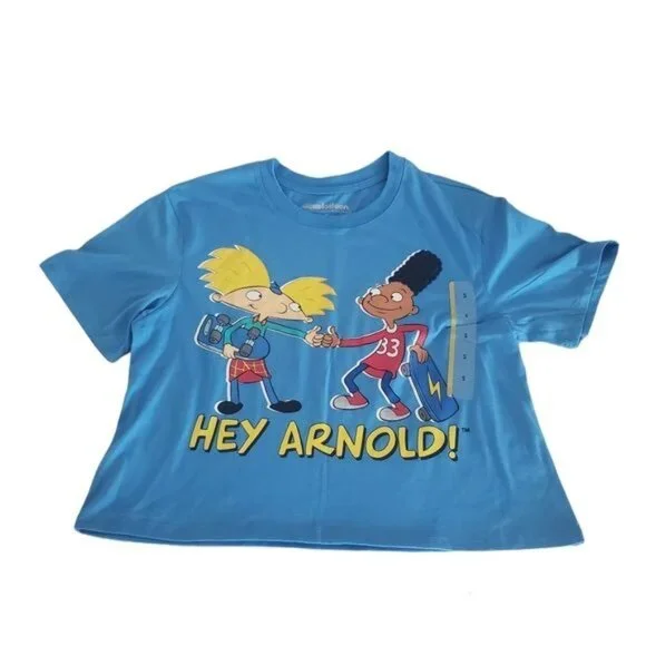 Nickelodeon womens crop top crew neck short sleeve size small blue color new - Picture 2 of 7